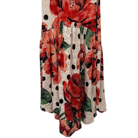 Farm Rio Eyelet Riviera Eyelet Maxi Dress Natural Motif Floral Anthropologie - Picture 13 of 16